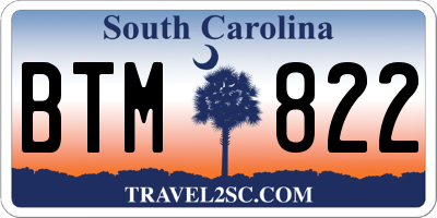 SC license plate BTM822