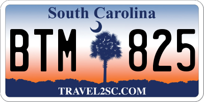 SC license plate BTM825