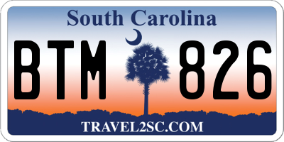SC license plate BTM826