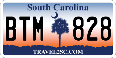 SC license plate BTM828