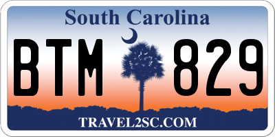 SC license plate BTM829