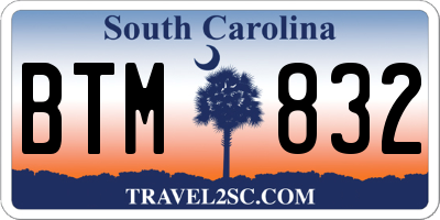 SC license plate BTM832