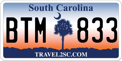 SC license plate BTM833