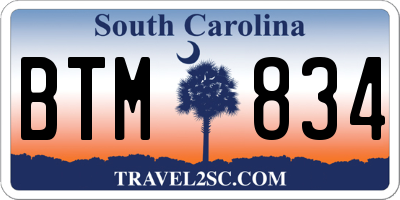 SC license plate BTM834