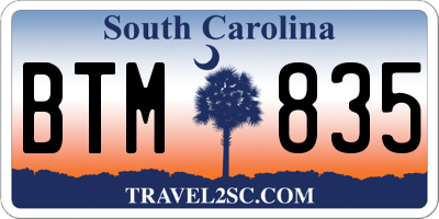 SC license plate BTM835