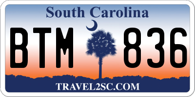 SC license plate BTM836
