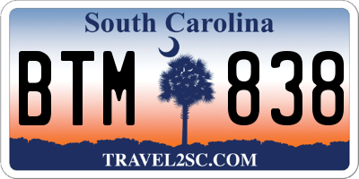 SC license plate BTM838