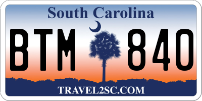 SC license plate BTM840