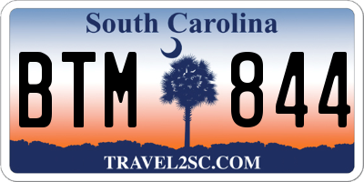 SC license plate BTM844