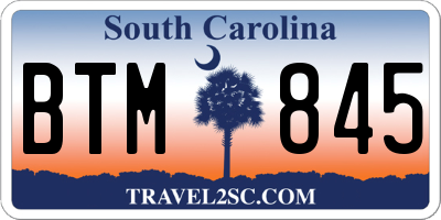 SC license plate BTM845
