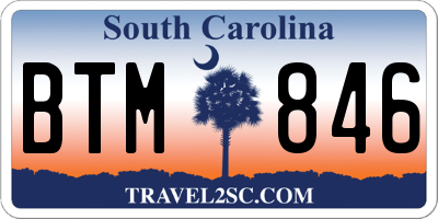 SC license plate BTM846