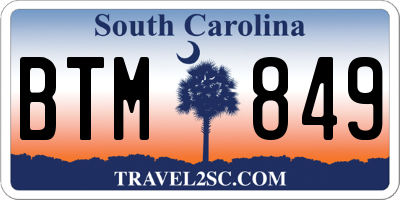 SC license plate BTM849