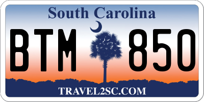 SC license plate BTM850
