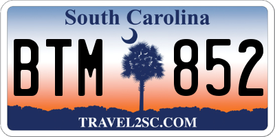 SC license plate BTM852