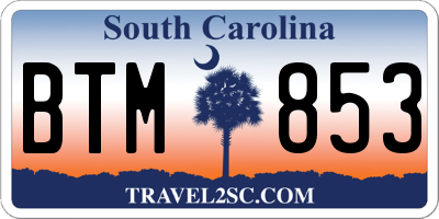 SC license plate BTM853