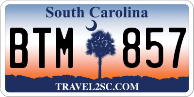 SC license plate BTM857