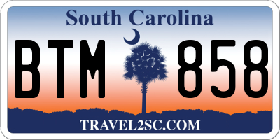 SC license plate BTM858