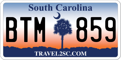 SC license plate BTM859