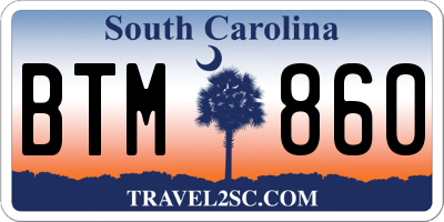 SC license plate BTM860