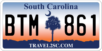 SC license plate BTM861