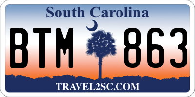 SC license plate BTM863