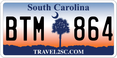 SC license plate BTM864