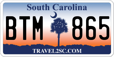 SC license plate BTM865