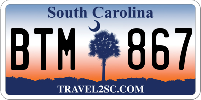 SC license plate BTM867