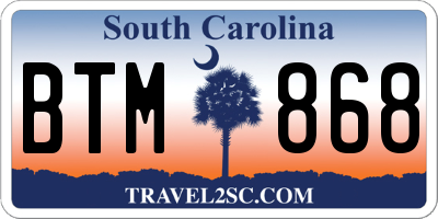 SC license plate BTM868