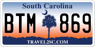 SC license plate BTM869
