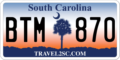 SC license plate BTM870