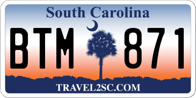 SC license plate BTM871
