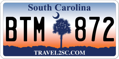 SC license plate BTM872