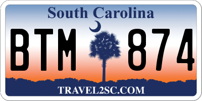 SC license plate BTM874