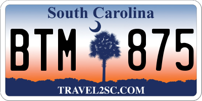 SC license plate BTM875