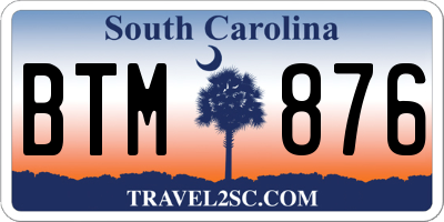 SC license plate BTM876