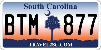 SC license plate BTM877