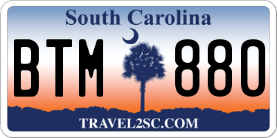 SC license plate BTM880