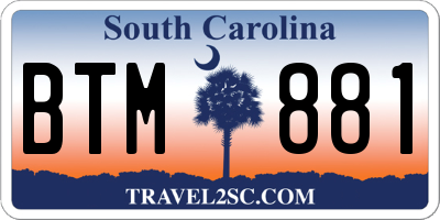 SC license plate BTM881