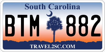 SC license plate BTM882