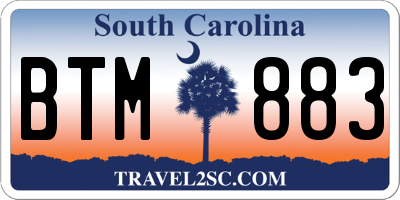 SC license plate BTM883