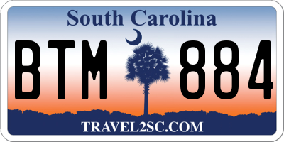 SC license plate BTM884