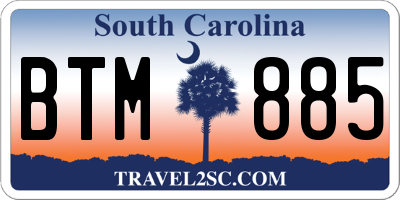 SC license plate BTM885