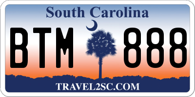 SC license plate BTM888