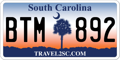 SC license plate BTM892
