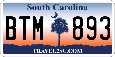 SC license plate BTM893