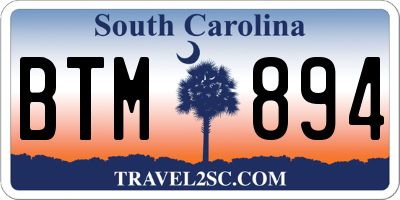 SC license plate BTM894