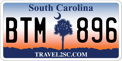 SC license plate BTM896