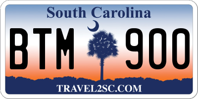SC license plate BTM900