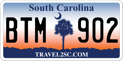 SC license plate BTM902